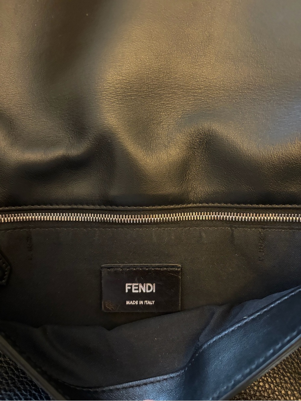 Fendi Black Pebbled Leather Messenger Pouch - Picture 7 of 10